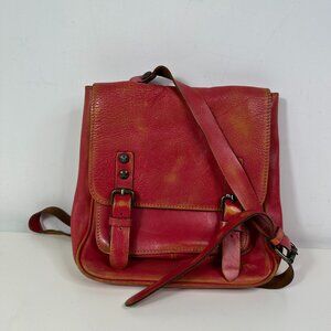 Patricia Nash Pink Crossbody 100% Distress Leather Moto Messenger Bag